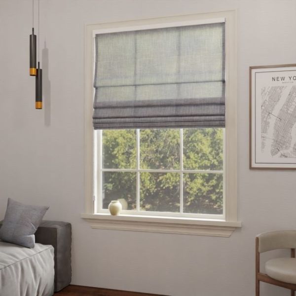 Modern semi-transparent Roman blind, matt grey