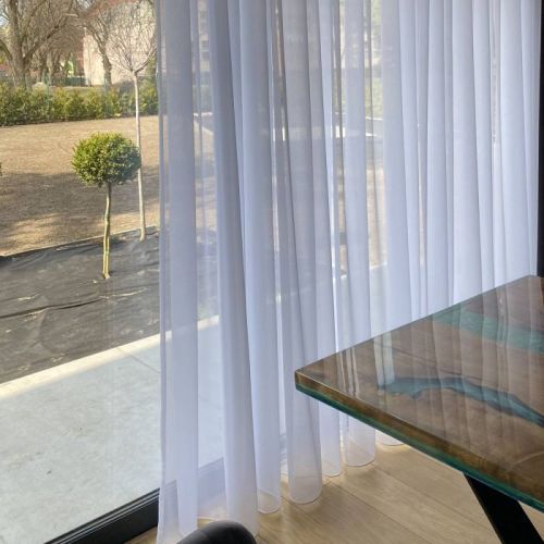 Modern subtle plain white matt curtain